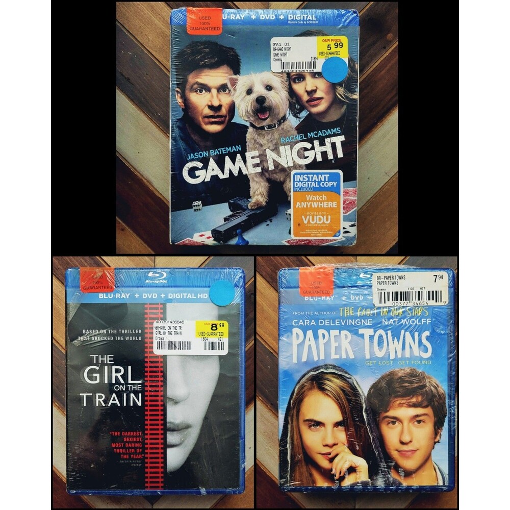 Lot of 3 Blu-Rays: Game Night + Paper Towns + Girl On Train (Tested/Excellent)